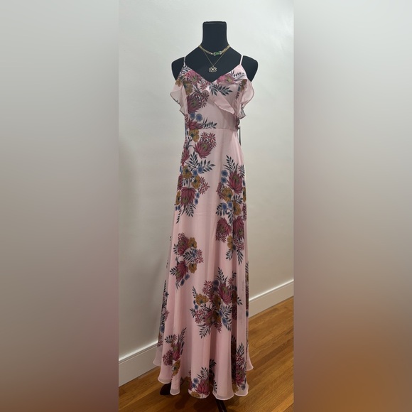 423. LULUS Roma Blush Floral Print Lace-Up Maxi Dress. NWT! - Picture 3 of 6